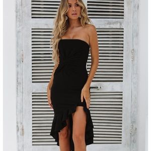 night shine midi black dress